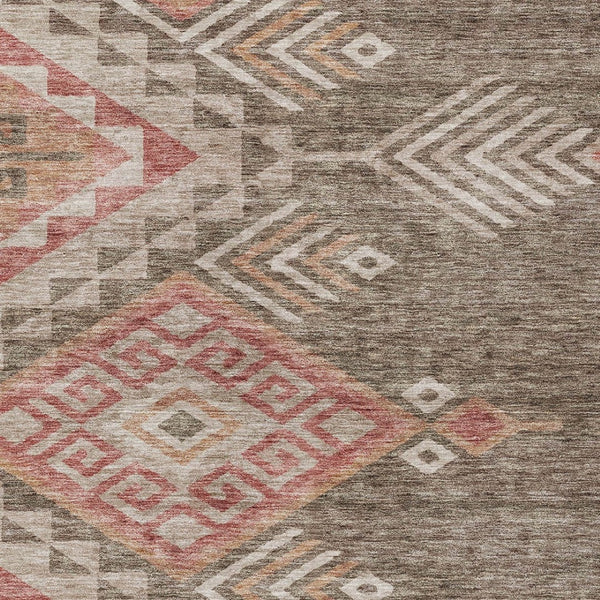Homeroots 3' Brown And Terra Cotta Southwestern Washable Area Rug For Indoor And Outdoor Spaces 9' X 12' Polyester 603537