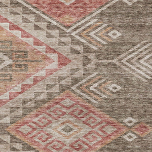 Homeroots 3' Brown And Terra Cotta Southwestern Washable Area Rug For Indoor And Outdoor Spaces 10' X 14' Polyester 603538
