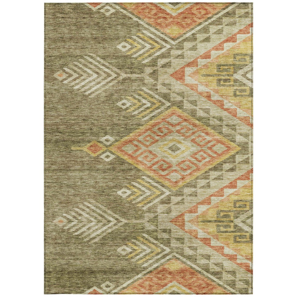 Homeroots 3' Brown And Terra Cotta Southwestern Washable Area Rug For Indoor And Outdoor Spaces 3' X 5' Polyester 603539