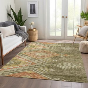 Homeroots 3' Brown And Terra Cotta Southwestern Washable Area Rug For Indoor And Outdoor Spaces 3' X 5' Polyester 603539