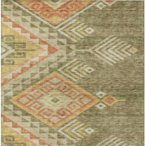 Homeroots 3' Brown And Terra Cotta Southwestern Washable Area Rug For Indoor And Outdoor Spaces 5' X 8' Polyester 603540