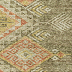 Homeroots 3' Brown And Terra Cotta Southwestern Washable Area Rug For Indoor And Outdoor Spaces 5' X 8' Polyester 603540