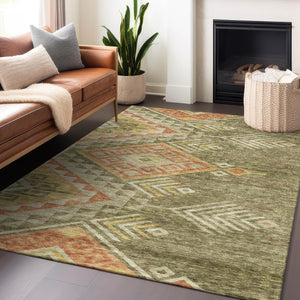 Homeroots 3' Brown And Terra Cotta Southwestern Washable Area Rug For Indoor And Outdoor Spaces 5' X 8' Polyester 603540