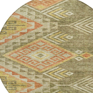 Homeroots 3' Brown And Terra Cotta Southwestern Washable Area Rug For Indoor And Outdoor Spaces 8' Round Polyester 603541