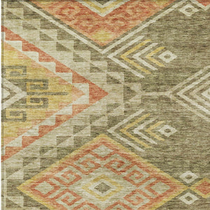 Homeroots 3' Brown And Terra Cotta Southwestern Washable Area Rug For Indoor And Outdoor Spaces 9' X 12' Polyester 603543