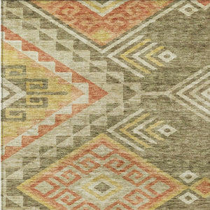 Homeroots 3' Brown And Terra Cotta Southwestern Washable Area Rug For Indoor And Outdoor Spaces 10' X 14' Polyester 603544