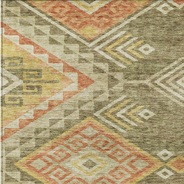 Homeroots 3' Brown And Terra Cotta Southwestern Washable Area Rug For Indoor And Outdoor Spaces 10' X 14' Polyester 603544
