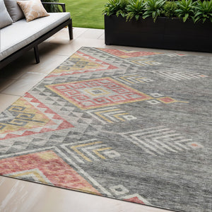 Homeroots 3' Brown And Terra Cotta Southwestern Washable Area Rug For Indoor And Outdoor Spaces 5' X 8' Polyester 603546