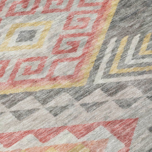 Homeroots 3' Brown And Terra Cotta Southwestern Washable Area Rug For Indoor And Outdoor Spaces 8' X 10' Polyester 603548