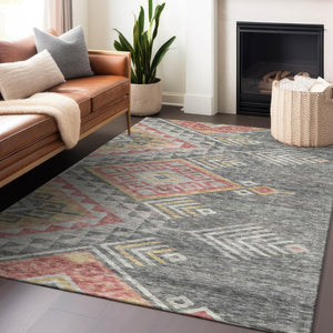 Homeroots 3' Brown And Terra Cotta Southwestern Washable Area Rug For Indoor And Outdoor Spaces 8' X 10' Polyester 603548
