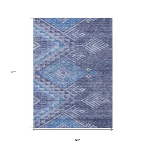 Homeroots 3' Brown And Terra Cotta Southwestern Washable Area Rug For Indoor And Outdoor Spaces 5' X 8' Polyester 603552