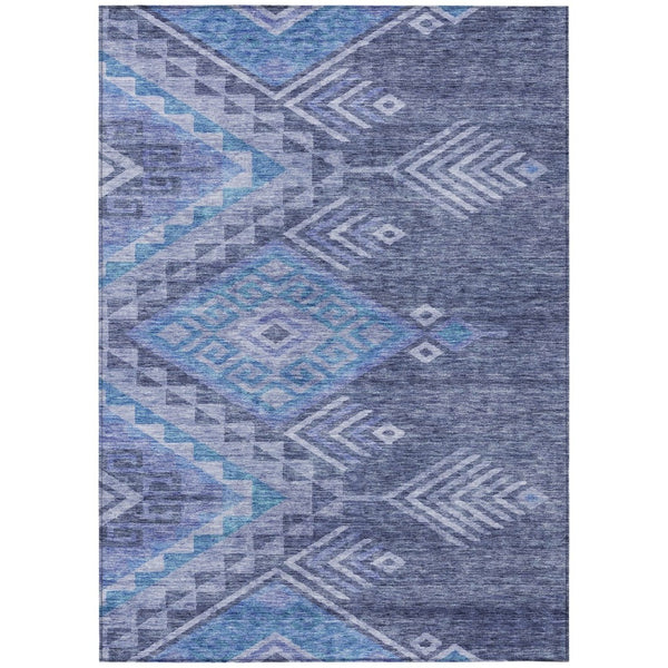 HomeRoots 5' Southwestern-Inspired Navy and Charcoal Area Rug - Stylish, Durable, Washable for Indoor/Outdoor Use 5' X 8' 603552
