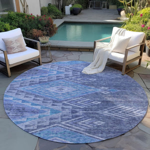 Homeroots 3' Brown And Terra Cotta Southwestern Washable Area Rug For Indoor And Outdoor Spaces 8' Round Polyester 603553
