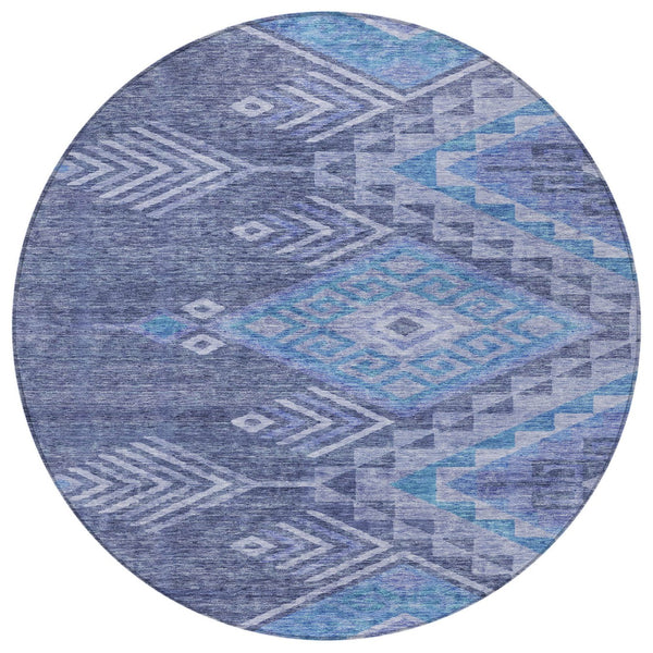 Homeroots 3' Brown And Terra Cotta Southwestern Washable Area Rug For Indoor And Outdoor Spaces 8' Round Polyester 603553