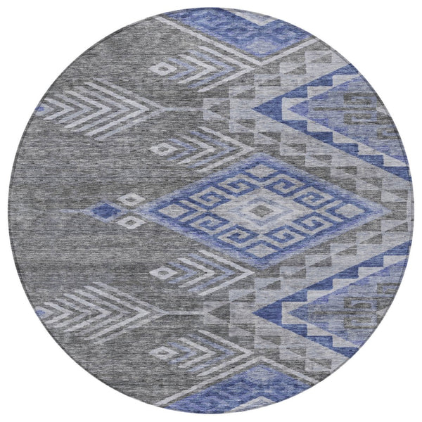 Homeroots 3' Brown And Terra Cotta Southwestern Washable Area Rug For Indoor And Outdoor Spaces 8' Round Polyester 603559