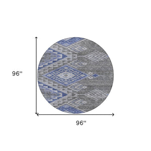 Homeroots 3' Brown And Terra Cotta Southwestern Washable Area Rug For Indoor And Outdoor Spaces 8' Round Polyester 603559