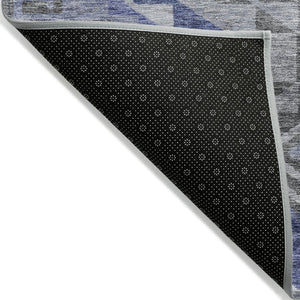 HomeRoots 5' Southwestern Area Rug in Pewter and Blue – Durable, Washable Design for Indoor & Outdoor Spaces 10' X 14' 603562