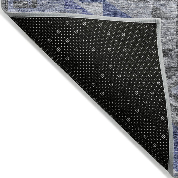HomeRoots 5' Southwestern Area Rug in Pewter and Blue – Durable, Washable Design for Indoor & Outdoor Spaces 10' X 14' 603562