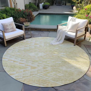 Homeroots 3' Brown And Terra Cotta Southwestern Washable Area Rug For Indoor And Outdoor Spaces 8' Round Polyester 603565