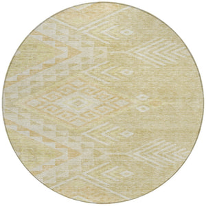 Homeroots 3' Brown And Terra Cotta Southwestern Washable Area Rug For Indoor And Outdoor Spaces 8' Round Polyester 603565