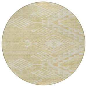 Homeroots 3' Brown And Terra Cotta Southwestern Washable Area Rug For Indoor And Outdoor Spaces 8' Round Polyester 603565