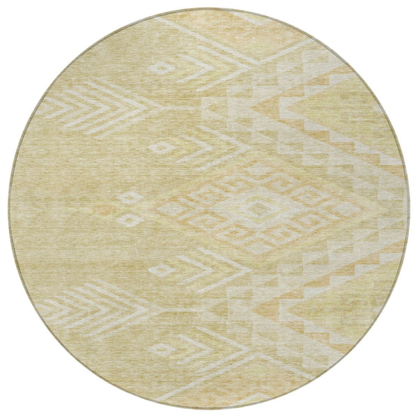 Homeroots 3' Brown And Terra Cotta Southwestern Washable Area Rug For Indoor And Outdoor Spaces 8' Round Polyester 603565