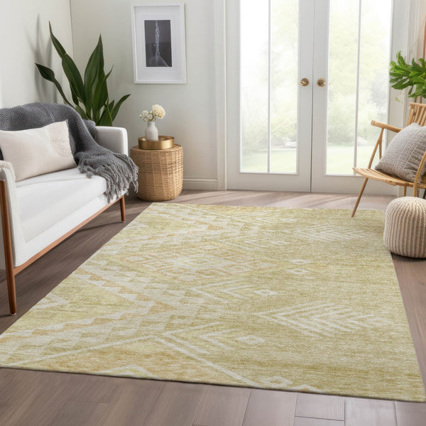 Homeroots 3' Brown And Terra Cotta Southwestern Washable Area Rug For Indoor And Outdoor Spaces 9' X 12' Polyester 603567