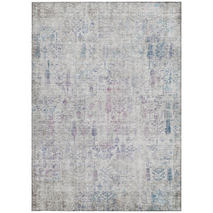 Homeroots 3' Elegant Ivory Blue And Purple Floral Washable Area Rug For Indoor And Outdoor Spaces 3' X 5' Polyester 603569