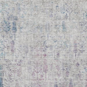 Homeroots 3' Elegant Ivory Blue And Purple Floral Washable Area Rug For Indoor And Outdoor Spaces 3' X 5' Polyester 603569