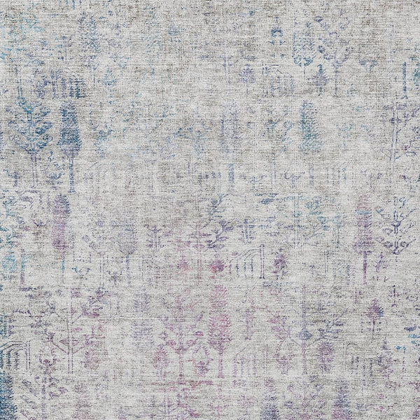 Homeroots 3' Elegant Ivory Blue And Purple Floral Washable Area Rug For Indoor And Outdoor Spaces 3' X 5' Polyester 603569