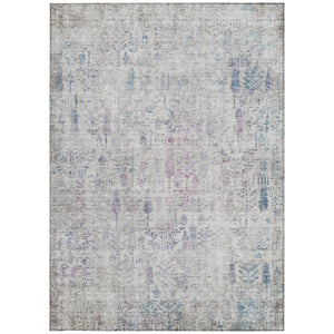 Homeroots 3' Elegant Ivory Blue And Purple Floral Washable Area Rug For Indoor And Outdoor Spaces 8' X 10' Polyester 603572