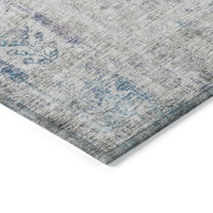 Homeroots 3' Elegant Ivory Blue And Purple Floral Washable Area Rug For Indoor And Outdoor Spaces 8' X 10' Polyester 603572