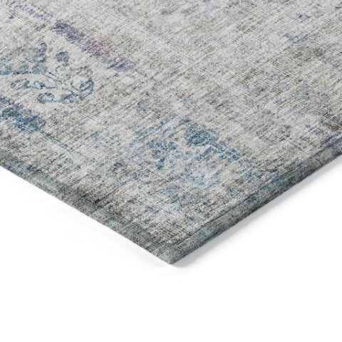 Homeroots 3' Elegant Ivory Blue And Purple Floral Washable Area Rug For Indoor And Outdoor Spaces 8' X 10' Polyester 603572