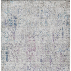 Homeroots 3' Elegant Ivory Blue And Purple Floral Washable Area Rug For Indoor And Outdoor Spaces 8' X 10' Polyester 603572