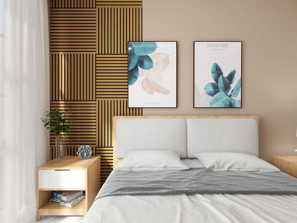 English Elm 4pcs Matte Finish Mdf Acoustic Wall Panels 3d Slat Design for Modern Home Office Walnut W3022P431999