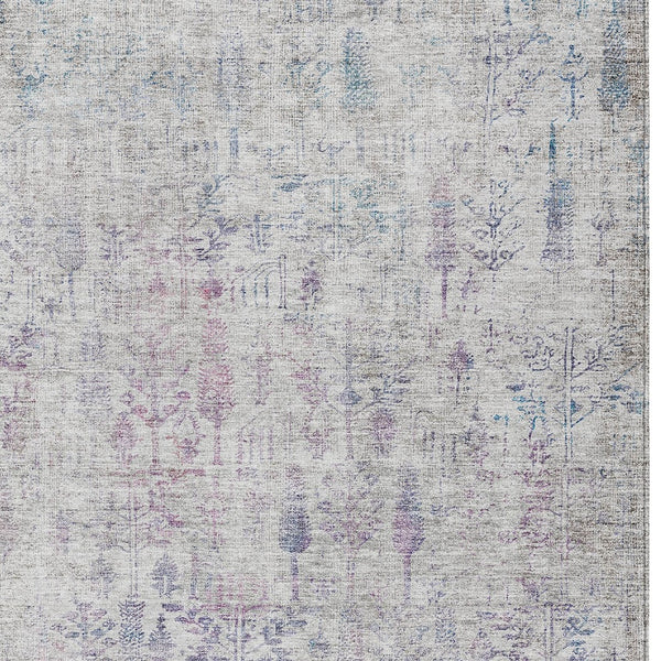 Homeroots 3' Elegant Ivory Blue And Purple Floral Washable Area Rug For Indoor And Outdoor Spaces 9' X 12' Polyester 603573