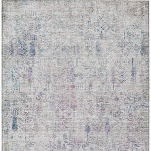 Homeroots 3' Elegant Ivory Blue And Purple Floral Washable Area Rug For Indoor And Outdoor Spaces 10' X 14' Polyester 603574