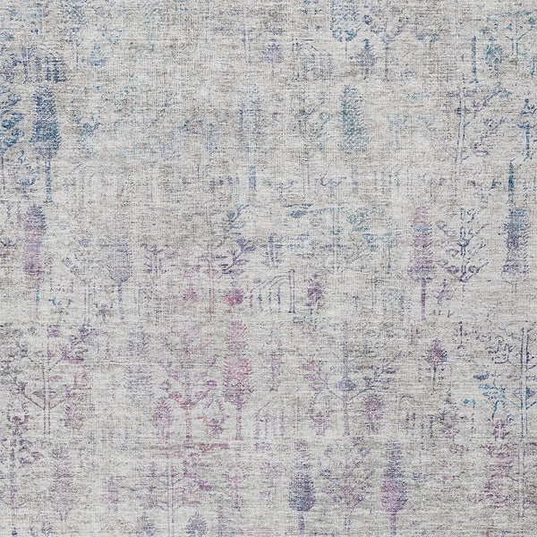 Homeroots 3' Elegant Ivory Blue And Purple Floral Washable Area Rug For Indoor And Outdoor Spaces 10' X 14' Polyester 603574
