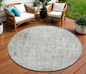Homeroots 3' Elegant Ivory Blue And Purple Floral Washable Area Rug For Indoor And Outdoor Spaces 8' Round Polyester 603577