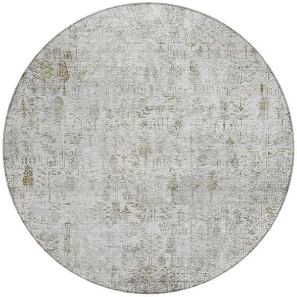 Homeroots 3' Elegant Ivory Blue And Purple Floral Washable Area Rug For Indoor And Outdoor Spaces 8' Round Polyester 603577