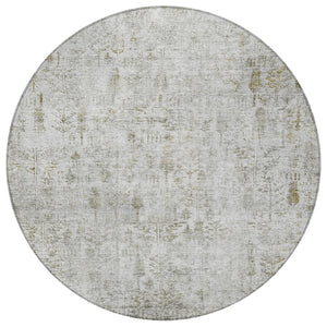 Homeroots 3' Elegant Ivory Blue And Purple Floral Washable Area Rug For Indoor And Outdoor Spaces 8' Round Polyester 603577