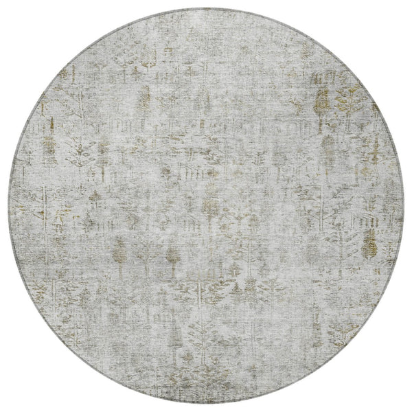 Homeroots 3' Elegant Ivory Blue And Purple Floral Washable Area Rug For Indoor And Outdoor Spaces 8' Round Polyester 603577