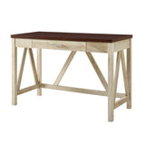 English Elm Walker Edison - Modern Farmhouse A-Frame Two-Tone Desk - Brown