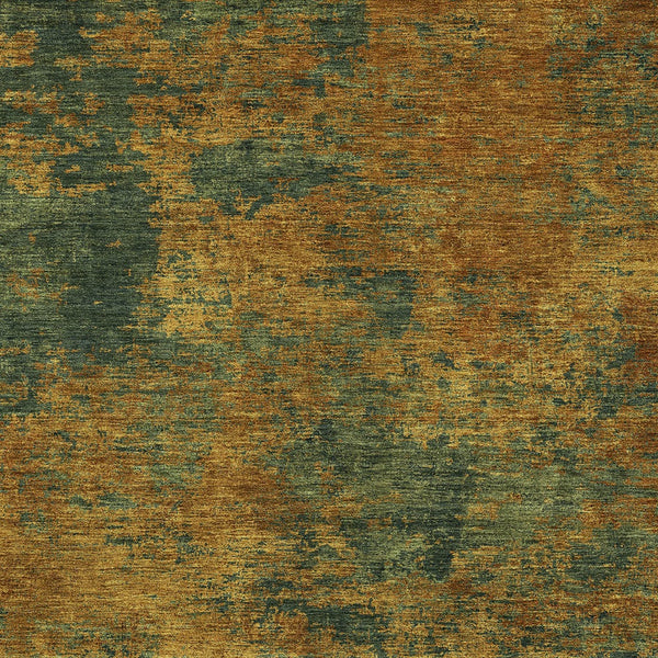 Homeroots 3' Copper And Green Abstract Washable Area Rug For Indoor And Outdoor Spaces, Durable Design 3' X 5' Polyester 603581