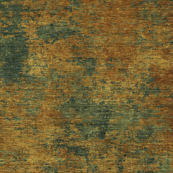 Homeroots 3' Copper And Green Abstract Washable Area Rug For Indoor And Outdoor Spaces, Durable Design 5' X 8' Polyester 603582