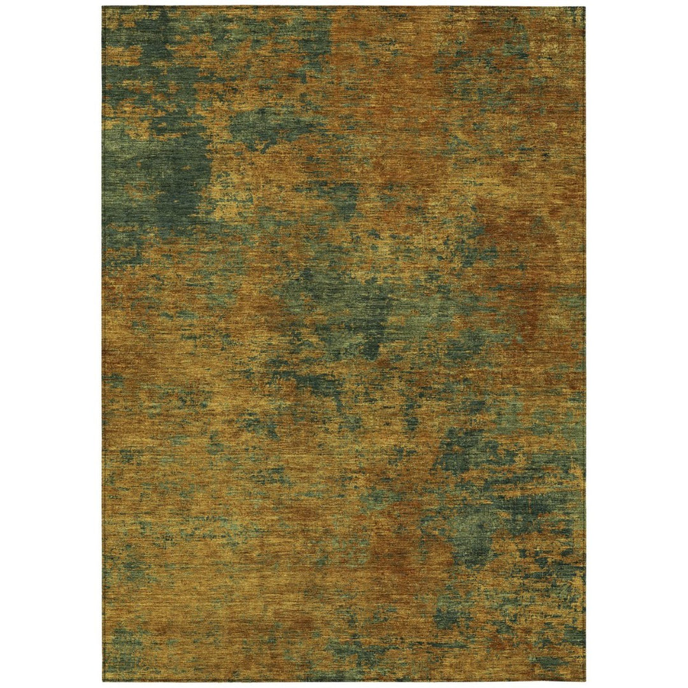 HomeRoots 9' Copper and Green Abstract Washable Area Rug - Durable Indoor/Outdoor Style for High-Traffic Areas 603585