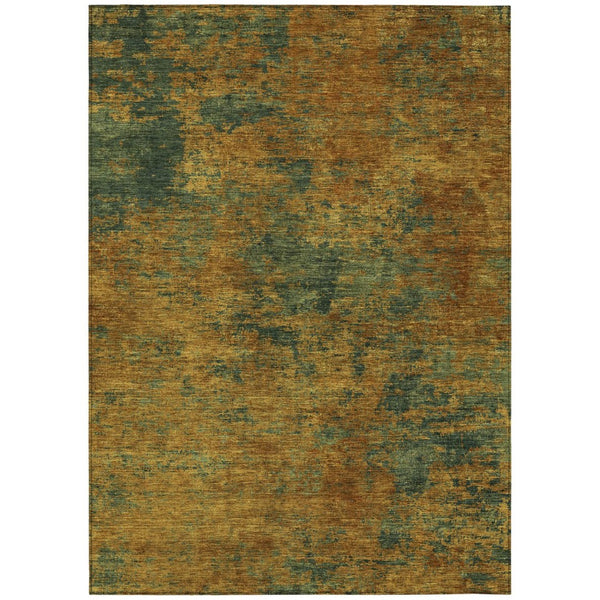 HomeRoots 9' Copper and Green Abstract Washable Area Rug - Durable Indoor/Outdoor Style for High-Traffic Areas 603585