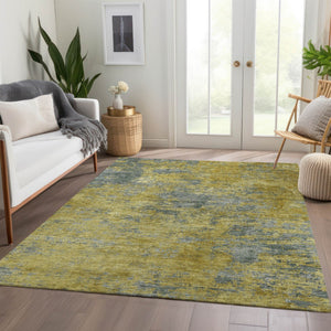 Homeroots 3' Copper And Green Abstract Washable Area Rug For Indoor And Outdoor Spaces, Durable Design 3' X 5' Polyester 603587