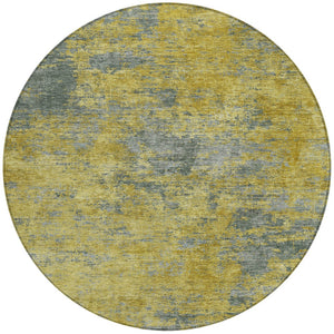 Homeroots 3' Copper And Green Abstract Washable Area Rug For Indoor And Outdoor Spaces, Durable Design 8' Round Polyester 603589