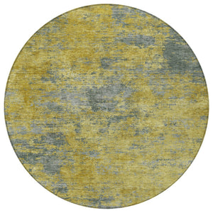 Homeroots 3' Copper And Green Abstract Washable Area Rug For Indoor And Outdoor Spaces, Durable Design 8' Round Polyester 603589